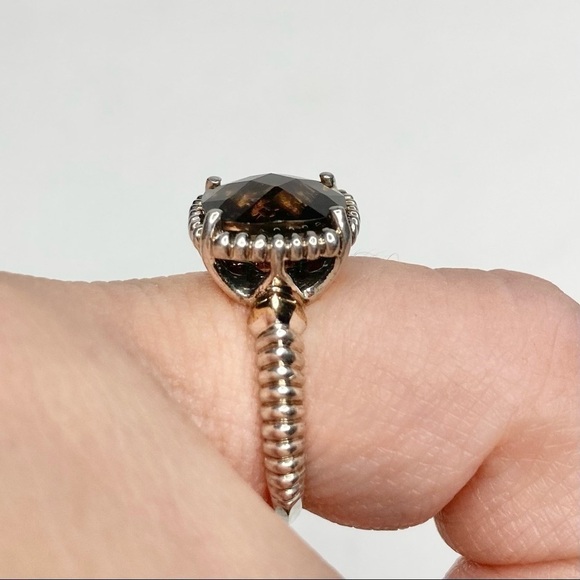 14K EMA Signed Smoky Topaz Quartz & Sterling Ring Size 7 LIKE NEW - Picture 14 of 16